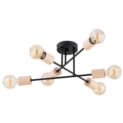 Lampa sufitowa ALFA LA-ROSA CZARNA & DREWNIANA 6xE27 50cm | 63271