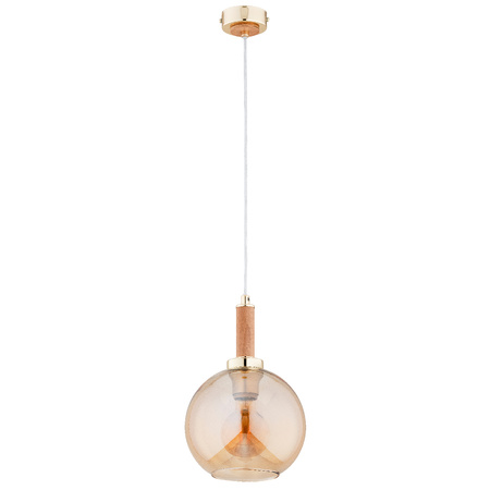 Lampa wisząca ALFA HETTY DREWNIANA & ZŁOTA 3xE27 25cm | 61393