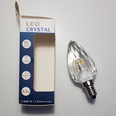 Żarówka LED E14 4,3W neutralna 4000K ozdobna kryształowa