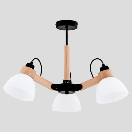 Lampa sufitowa DANTONA drewno/czarny/biały śr. 60cm