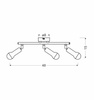 ARC LAMPA SUFITOWA LISTWA 3X40W E14 SATYNA NIKIEL