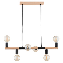 Lampa wisząca ALFA LIDO DREWNIANA & CZARNA 6xE27 80cm | 63335