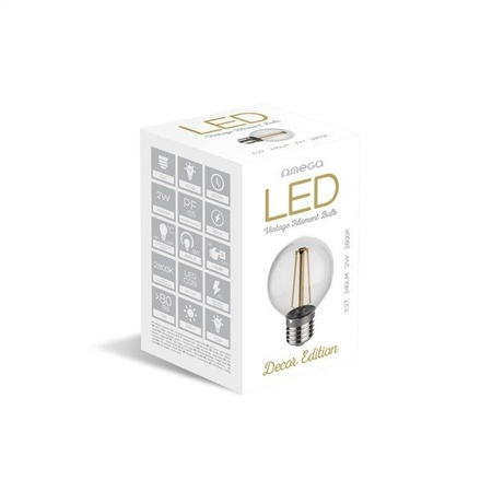 Żarówka ozdobna FILAMENT LED E27 2W ciepła 2800K kulka G45