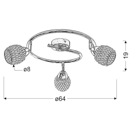 Nowoczesna lampa sufitowa CLEAR spirala 98-06936 chrom/fiolet 3xG9