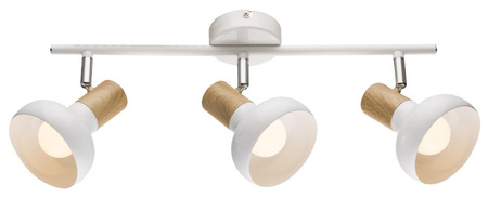 Lampa sufitowa PUERTO listwa 93-62673 biała/drewno 3xE14