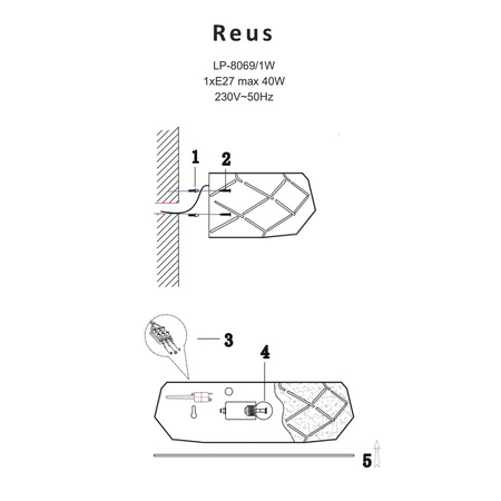 Czarny kinkiet REUS