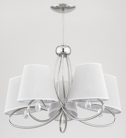 Lampa sufitowa żyrandol z abażurami SIENA chrom/szary śr. 61cm