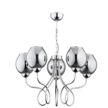 Lampa wisząca do salonu FIOLA 5x E27 wys. 75cm | chrom