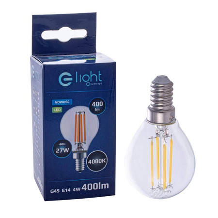 Żarówka FILAMENT LED E14 4W neutralna 4000K kulka G45