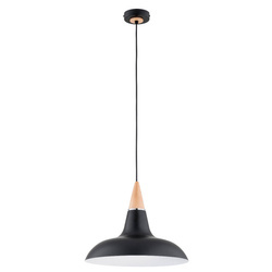 Lampa wisząca ALFA DORO R-3 CZARNA & DREWNIANA 1xE27 39cm | 61362