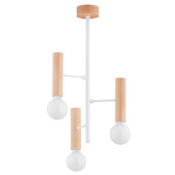 Lampa sufitowa ALFA FLARA DREWNIANA & BIAŁA 3xE27 37cm | 62459
