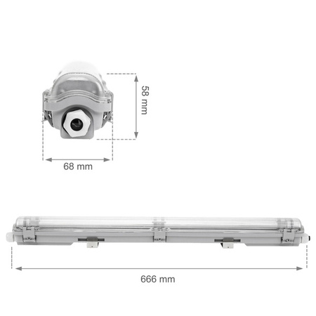 Przelotowa oprawa hermetyczna LIMEA LED TUBE SLIM 20W dł. 158cm | szary