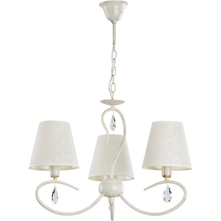 Żyrandol klasyczny z abażurami BALI WHITE śr. 50cm biały antyczny/ecru
