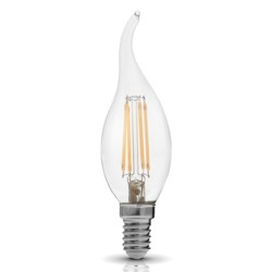 Żarówka ozdobna FILAMENT LED E14 4W ciepła 3000K świeczka płomyk