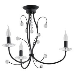 Żyrandol klasyczny świecznikowy PERLOTA śr. 52cm czarny