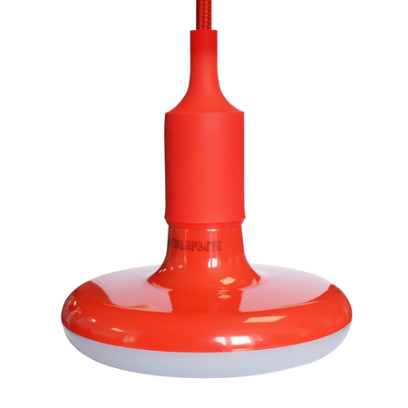 ŻARÓWKA UFO, E27, 15W LED, barwa zimna 6000K, czerwona + kabel w oplocie, EKZA1566