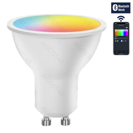 Żarówka LED sterowana Bluetooth Easy smart RGBW + CCT barwa 2700 - 6000K + 4,9W GU10 SMART Simply multikolor