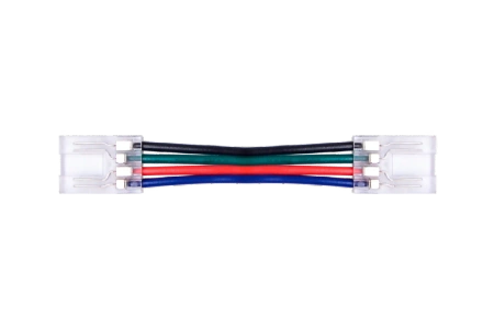 Złącze taśmy LED 10mm z przewodem dwustronne transparentne 4pin 3.5A
