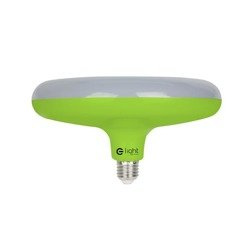 ŻARÓWKA UFO, E27, 15W LED, barwa zimna 6000K, zielona + kabel w oplocie, EKZA1573