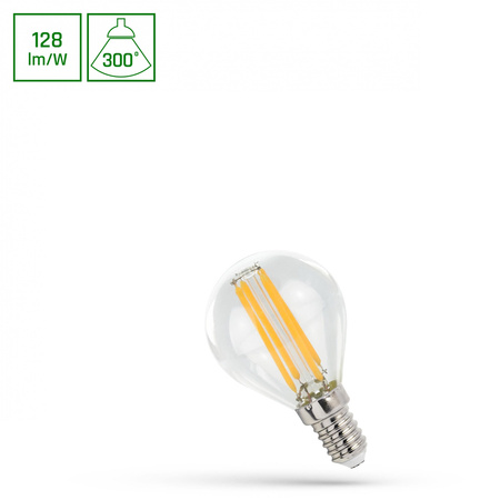 Żarówka filament LED kulka G45 E14 230V 4W COG CLEAR neutralna 4000K