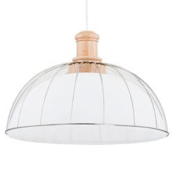 Nowoczesna lampa SUBARU biała/drewno śr. 41,5cm