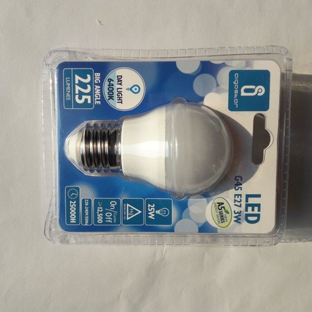 Żarówka LED E27 3W zimna 6500K kulka G45