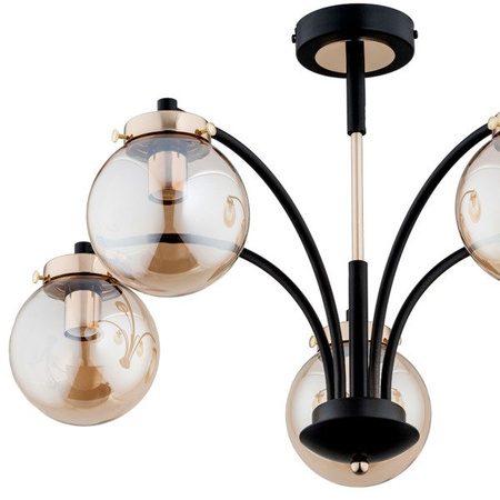 Lampa sufitowa ALFA VIOLA CZARNO-ZŁOTA 5xE14 60cm | 25545