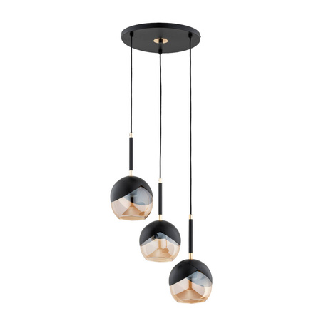 Lampa wisząca PRADA BLACK MIX śr. 38cm 3xE27 | czarny/złoty