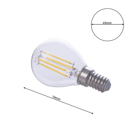 Żarówka FILAMENT LED E14 4W neutralna 4000K kulka G45