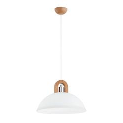 Lampa wisząca ALFA MIGOT DREWNIANA & CHROM 1xE27 30cm | 61380