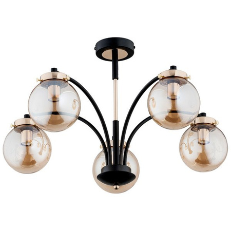 Lampa sufitowa ALFA VIOLA CZARNO-ZŁOTA 5xE14 60cm | 25545