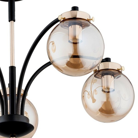 Lampa sufitowa ALFA VIOLA CZARNO-ZŁOTA 5xE14 60cm | 25545
