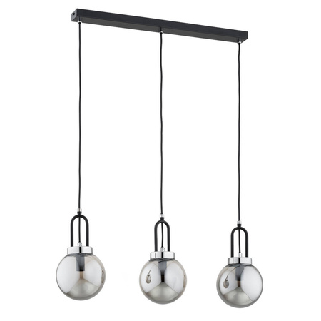 Lampa wisząca ATORI BLACK S dł. 65cm 3xE14 | czarny/srebrny