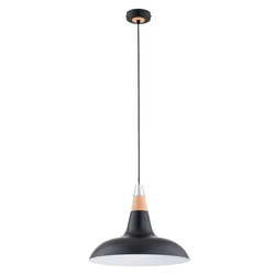 Lampa wisząca ALFA DORO R-2 CZARNA & DREWNIANA 1xE27 39cm | 61361