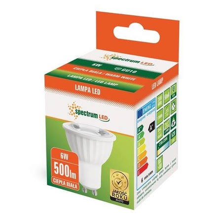 LED GU10 230V 6W SMD 45ST WW Z SOCZEWKĄ SPECTRUM
