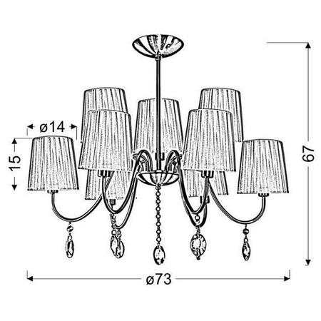 SORENTO LAMPA WISZĄCA 9X40W E14 CHROM ABAŻUR CZARNY