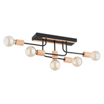 Lampa sufitowa ALFA GOISA DREWNIANA & CZARNA 5xE27 79cm | 63334