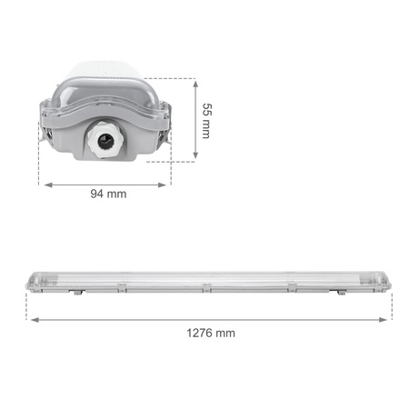 Przelotowa oprawa hermetyczna LIMEA LED TUBE SLIM 40W dł. 127cm | szary