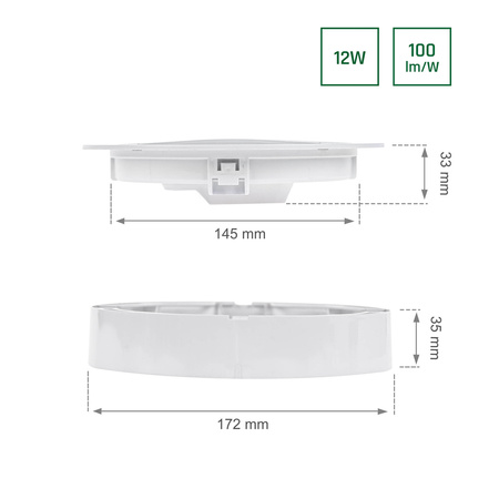 Oprawa LED natynkowa podtynkowa ALGINE 2W1 4000K 12W 17cm | biały