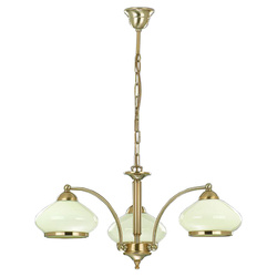 Lampa sufitowa żyrandol klasyczny AMELIA 3 punkty E27 szer. 64cm | ecru złoty