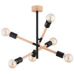 Lampa sufitowa ALFA SETRA DREWNIANA & CZARNA 6xE27 55cm | 63282