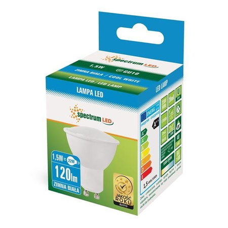 LED GU10 230V 1,5W SMD CW Z MATOWĄ SZYBKĄ SPECTRUM