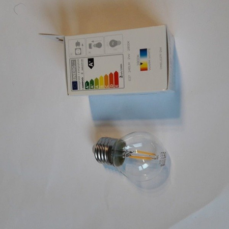 Żarówka ozdobna FILAMENT LED E27 2W ciepła 2800K kulka G45