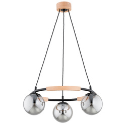 Lampa wisząca ALFA AKSJA DREWNIANA & CZARNA 3xE14 54cm | 62491