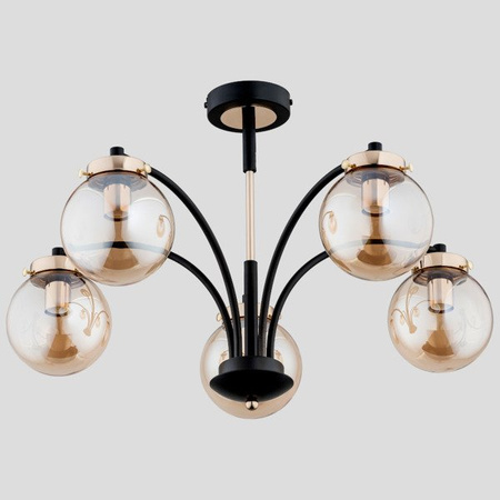 Lampa sufitowa ALFA VIOLA CZARNO-ZŁOTA 5xE14 60cm | 25545