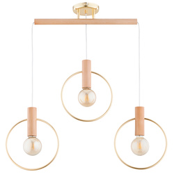 Lampa wisząca ALFA ARISA DREWNIANA & ZŁOTA 3XE27 80cm | 62532