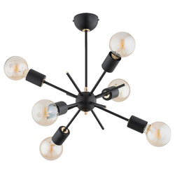 Lampa sufitowa ALFA IGEL CZARNA & ZŁOTA 6xE27 49cm | 63288