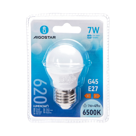Żarówka LED E27 7W zimna 6500K kulka G45