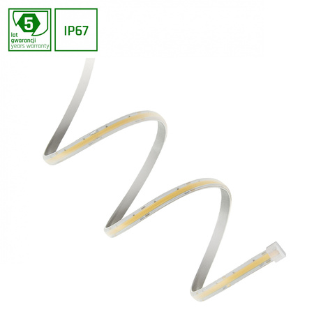 Taśma LED COB w silikonie 24V 7.5W/1m IP67 rolka 5m | biała ciepła