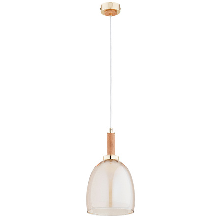 Lampa wisząca ALFA LISSY DREWNIANA & ZŁOTA 1xE27 17cm | 61397